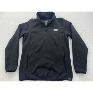 LL Bean Mens S Regular Black Sweater Fleece Snap Mock Neck Pullover 292726